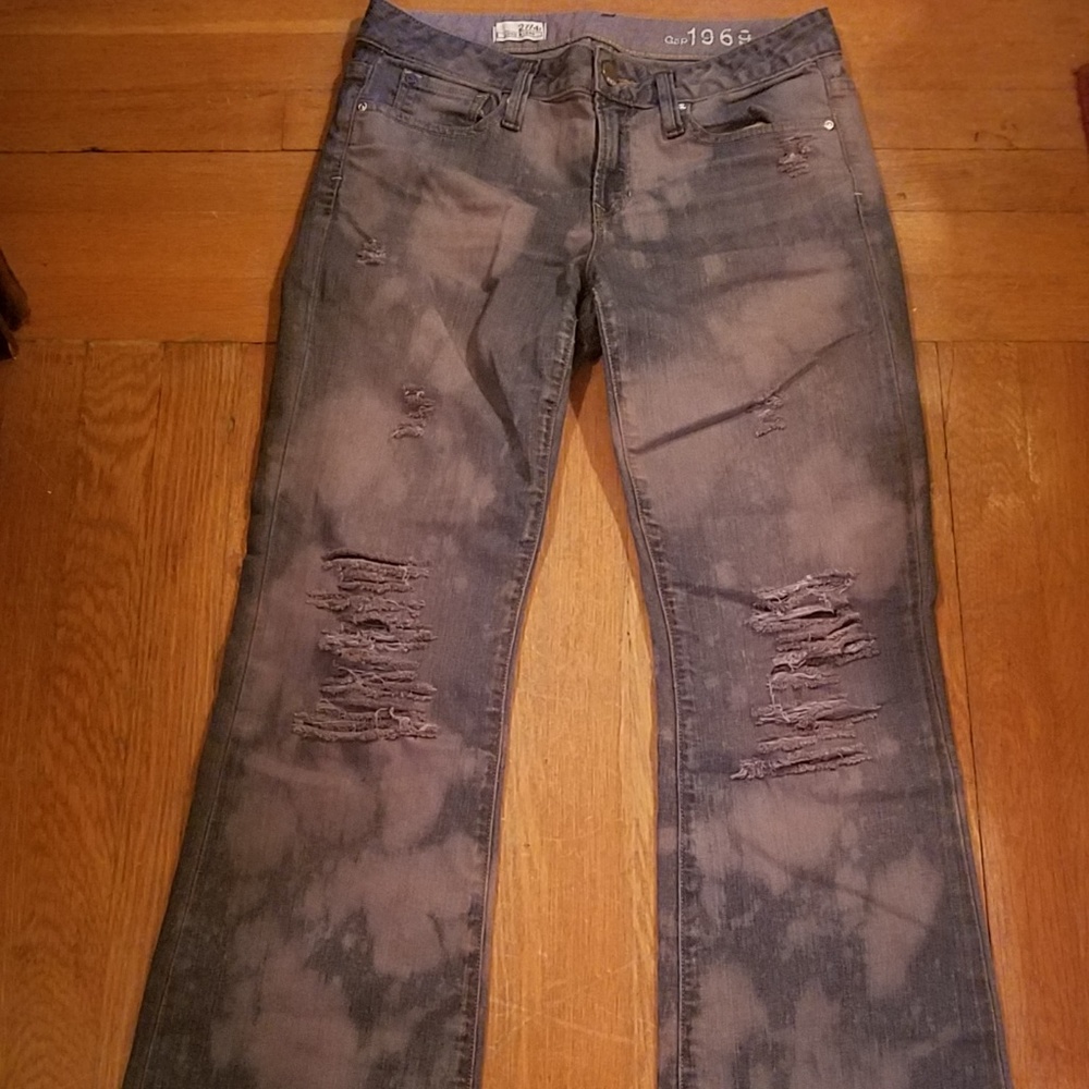 GAP Long & Lean 1969 Jeans Bleached Frayed Size 4R